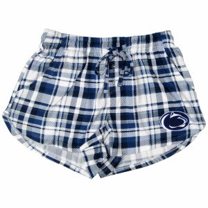women's white and blue plaid flannel shorts with Penn State Athletic Logo